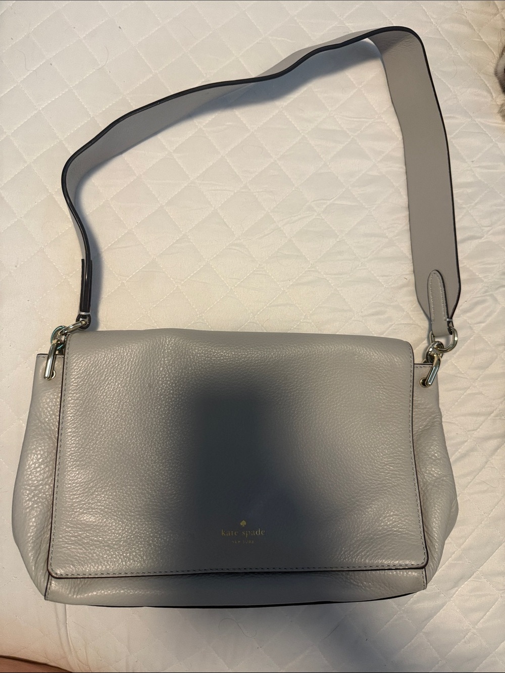 kate spade Grey Pebbled Leather Crossbody Shoulder Bag